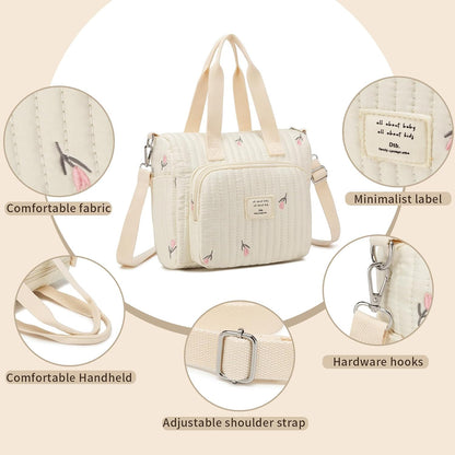 Small Diaper Bag Tote, Crossbody Diaper Bag Mini Purse with 5 Pockets