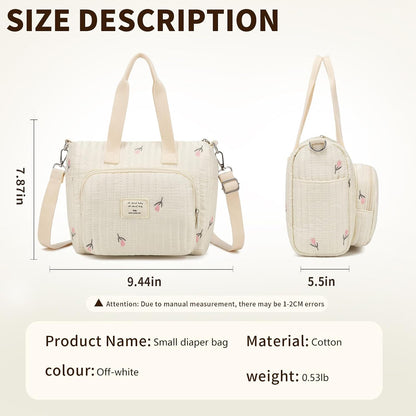 Small Diaper Bag Tote, Crossbody Diaper Bag Mini Purse with 5 Pockets