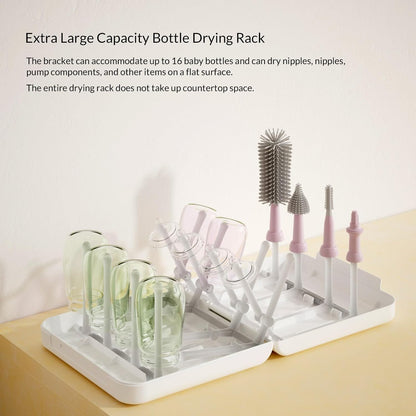 Powerful Electric Baby Bottle Brush Cleaner Set,Complete with Silicone Bottle/Nipple/Gap/Straw Brushes,Plus a Dispenser and Foldable Drying Rack,Effort Electric Cleaning Brush,Portable Travel Set