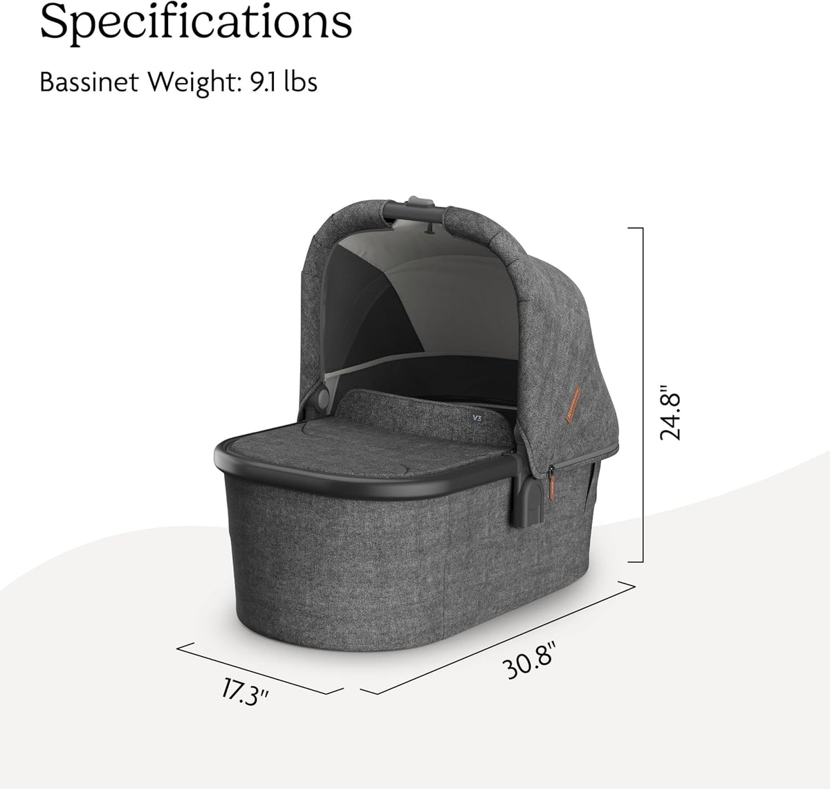 Bassinet V3 - Fits with Vista, Cruz, Ridge Strollers - Owen