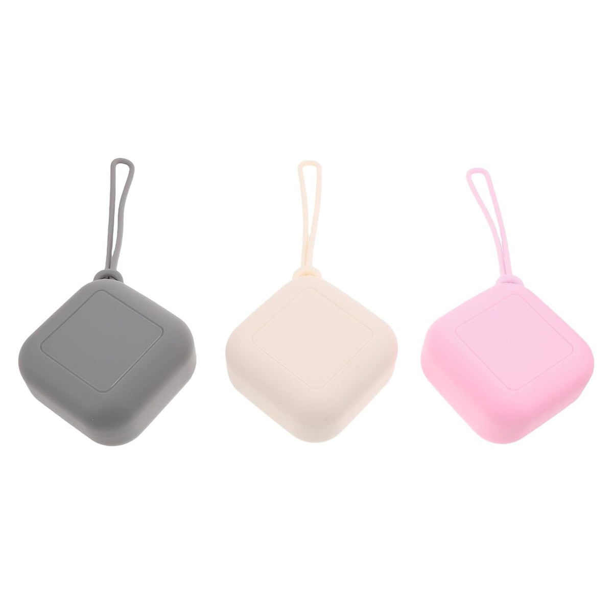Silicone Pacifier Holder Case for Babies, Portable Waterproof Pacifier Storage Bag 3pcs Pink Gray White, Travel Organizer Pouch for Newborns
