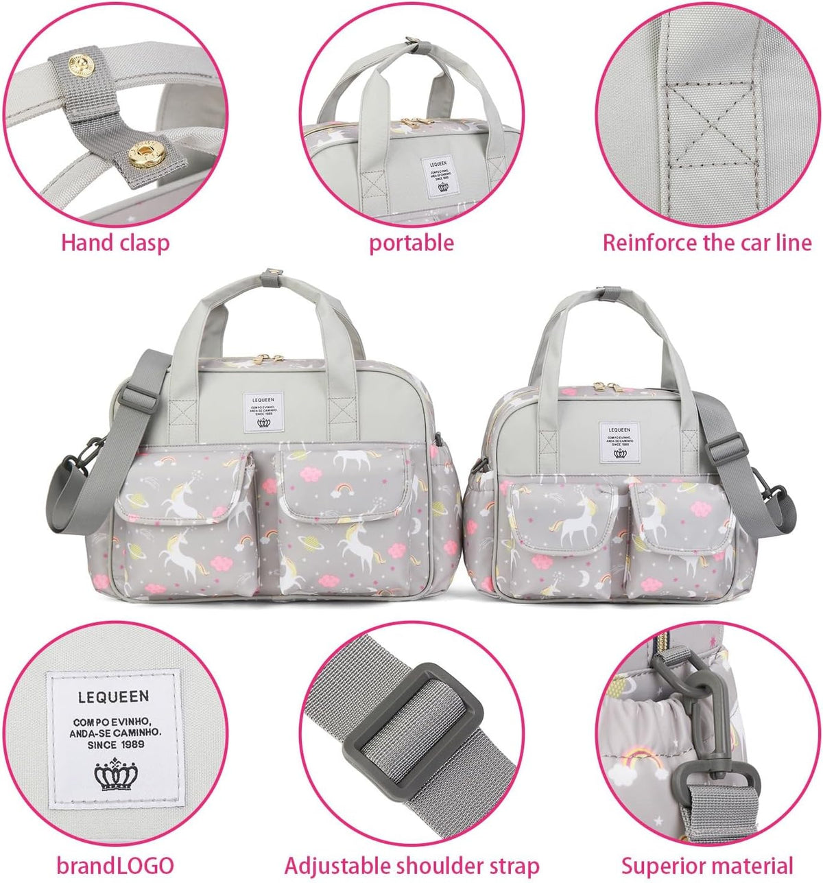 Diaper Bag Tote,Mommy Bag for Hospital,Crossbody Waterproof Baby Storafe Bag,Cute Baby Nappy Bag for Mom