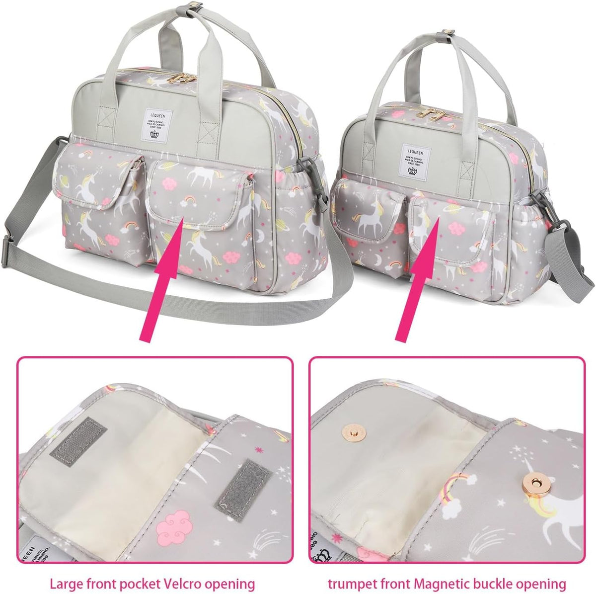 Diaper Bag Tote,Mommy Bag for Hospital,Crossbody Waterproof Baby Storafe Bag,Cute Baby Nappy Bag for Mom
