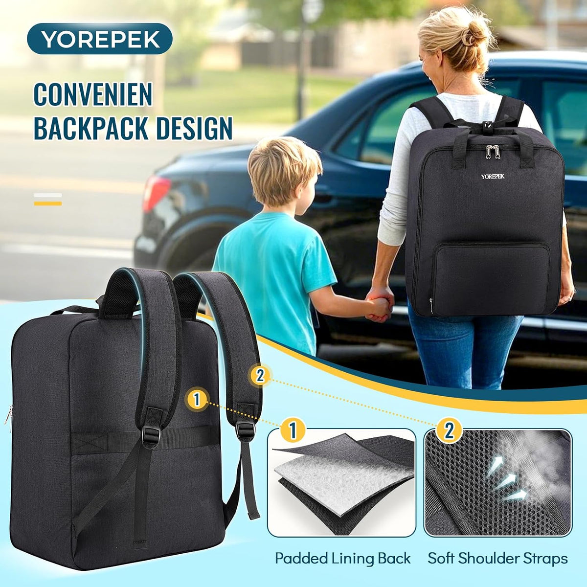Backless Booster Car Seat Travel Bag for Airplane