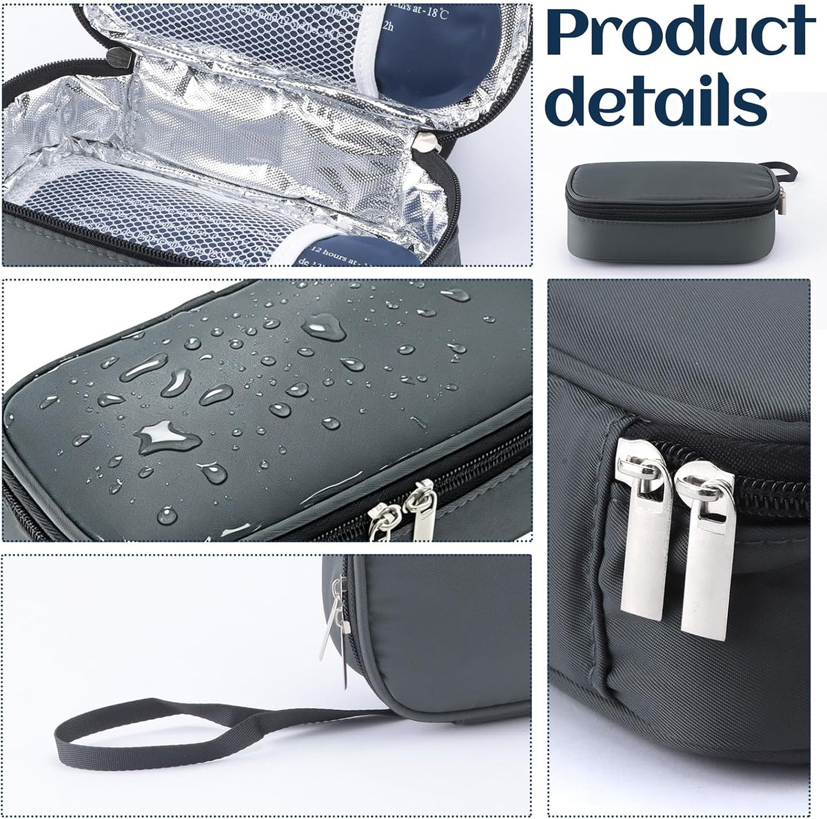 Breastmilk Cooler Bag with Ice Pack, Portable Insulated Breast Milk Storage Cooler Bag, Small Stylish Breastmilk Storage Bag Cooler with Wrist Strap (Dark Gray)
