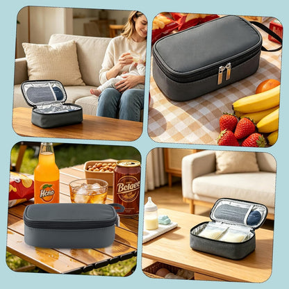 Breastmilk Cooler Bag with Ice Pack, Portable Insulated Breast Milk Storage Cooler Bag, Small Stylish Breastmilk Storage Bag Cooler with Wrist Strap (Dark Gray)