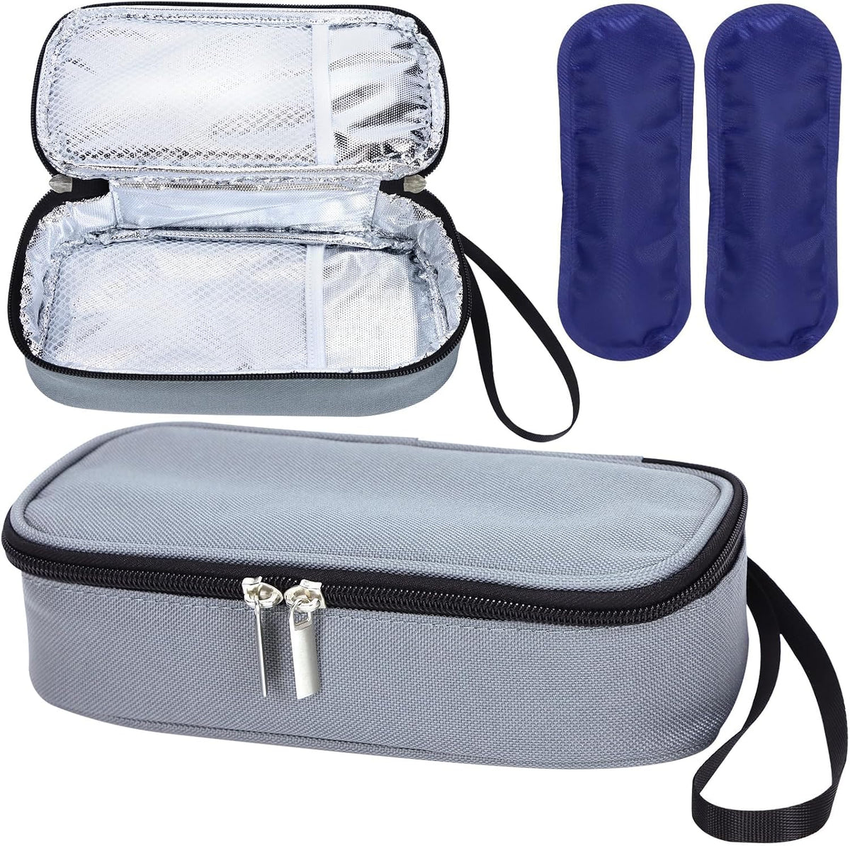 Breastmilk Cooler Bag with Ice Pack, Portable Insulated Breast Milk Storage Cooler Bag, Small Stylish Breastmilk Storage Bag Cooler with Wrist Strap (Dark Gray)