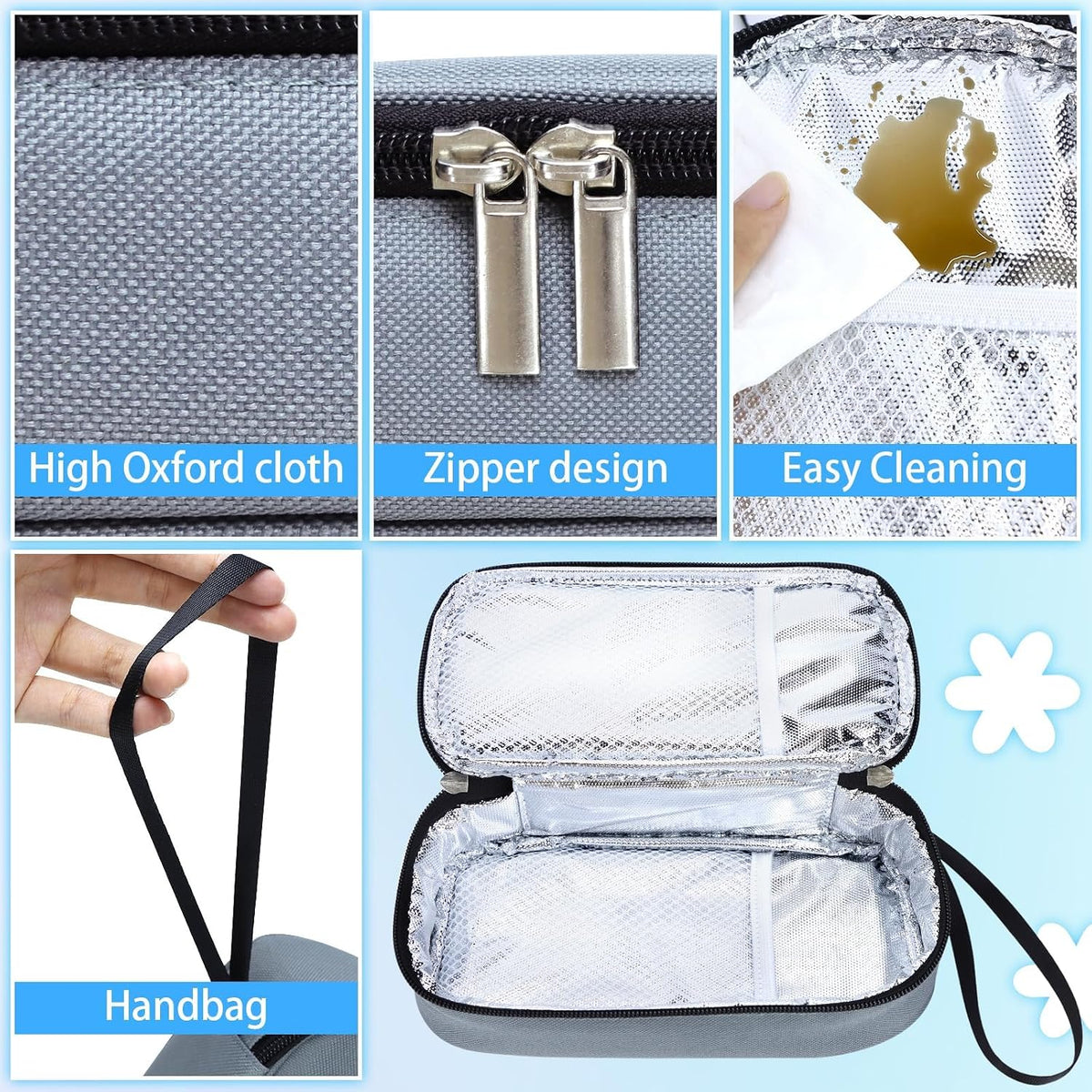Breastmilk Cooler Bag with Ice Pack, Portable Insulated Breast Milk Storage Cooler Bag, Small Stylish Breastmilk Storage Bag Cooler with Wrist Strap (Dark Gray)