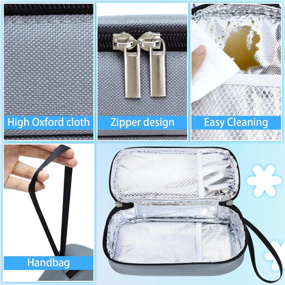 Breastmilk Cooler Bag with Ice Pack, Portable Insulated Breast Milk Storage Cooler Bag, Small Stylish Breastmilk Storage Bag Cooler with Wrist Strap (Dark Gray)