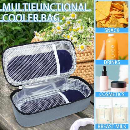 Breastmilk Cooler Bag with Ice Pack, Portable Insulated Breast Milk Storage Cooler Bag, Small Stylish Breastmilk Storage Bag Cooler with Wrist Strap (Dark Gray)