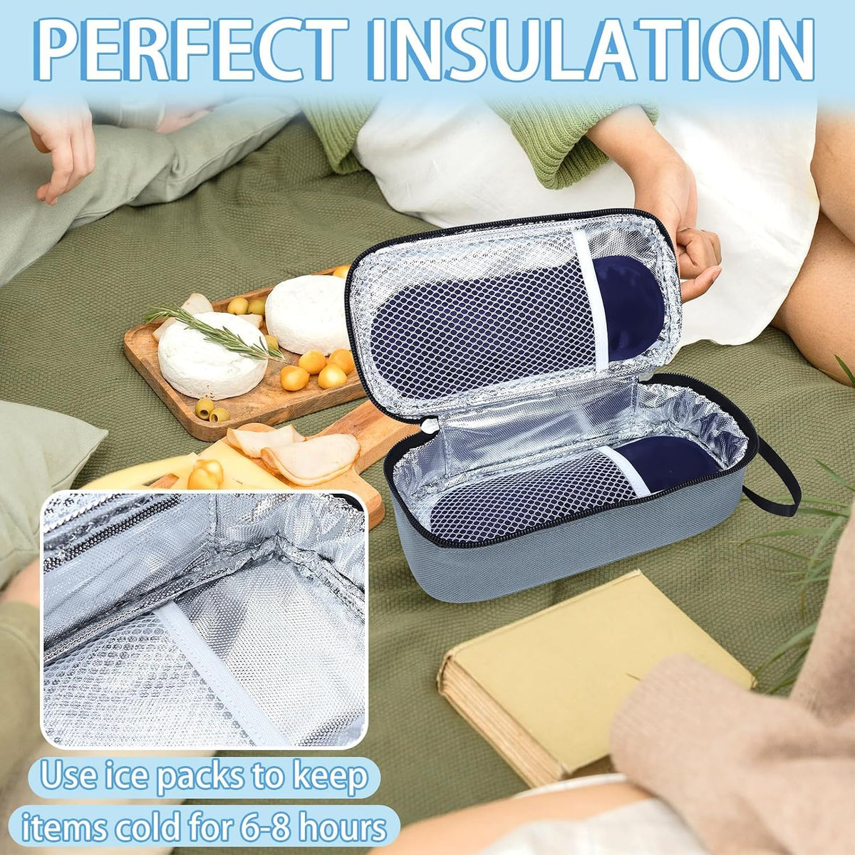 Breastmilk Cooler Bag with Ice Pack, Portable Insulated Breast Milk Storage Cooler Bag, Small Stylish Breastmilk Storage Bag Cooler with Wrist Strap (Dark Gray)