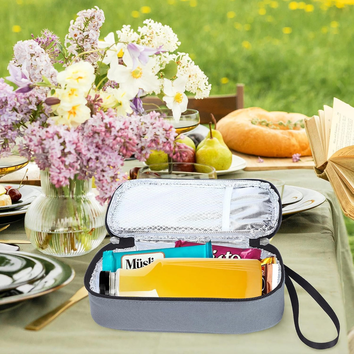Breastmilk Cooler Bag with Ice Pack, Portable Insulated Breast Milk Storage Cooler Bag, Small Stylish Breastmilk Storage Bag Cooler with Wrist Strap (Dark Gray)