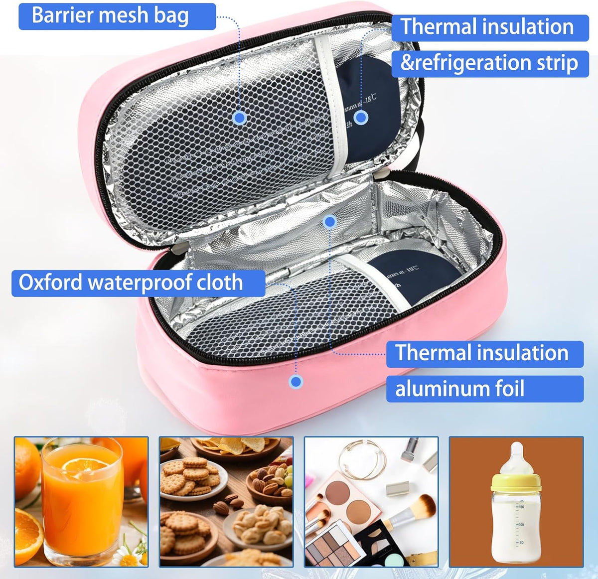 Breastmilk Cooler Bag with Ice Pack, Portable Insulated Breast Milk Storage Cooler Bag, Small Stylish Breastmilk Storage Bag Cooler with Wrist Strap (Dark Gray)