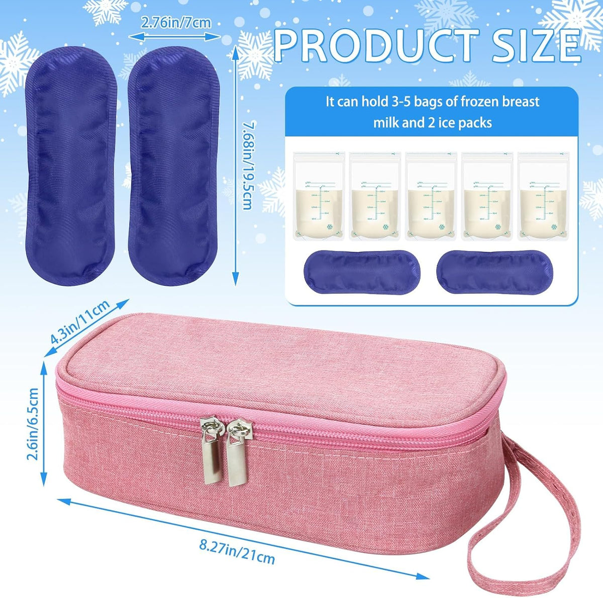 Breastmilk Cooler Bag with Ice Pack, Portable Insulated Breast Milk Storage Cooler Bag, Small Stylish Breastmilk Storage Bag Cooler with Wrist Strap (Dark Gray)
