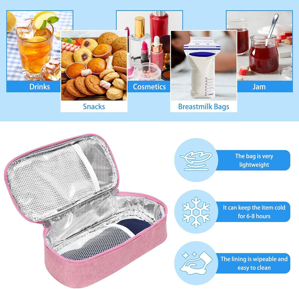 Breastmilk Cooler Bag with Ice Pack, Portable Insulated Breast Milk Storage Cooler Bag, Small Stylish Breastmilk Storage Bag Cooler with Wrist Strap (Dark Gray)