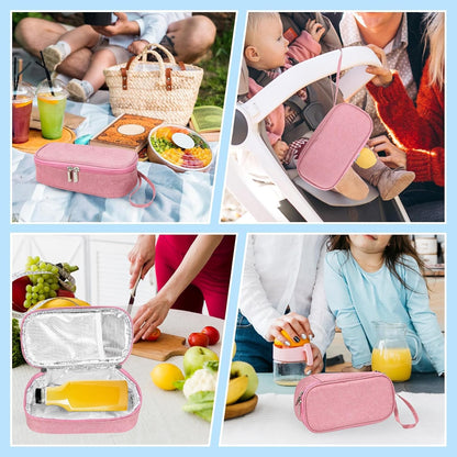 Breastmilk Cooler Bag with Ice Pack, Portable Insulated Breast Milk Storage Cooler Bag, Small Stylish Breastmilk Storage Bag Cooler with Wrist Strap (Dark Gray)