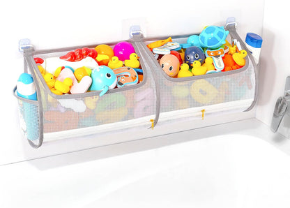 2-in-1 bath toy storage double capacity bath toy holder helps bath toy storage for tub classification, bath toy organizer for tub for kids to easily take favorite toys