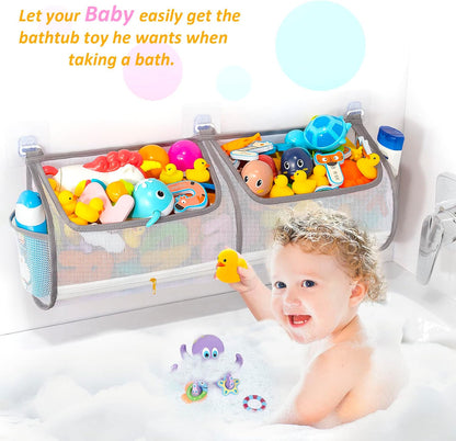 2-in-1 bath toy storage double capacity bath toy holder helps bath toy storage for tub classification, bath toy organizer for tub for kids to easily take favorite toys