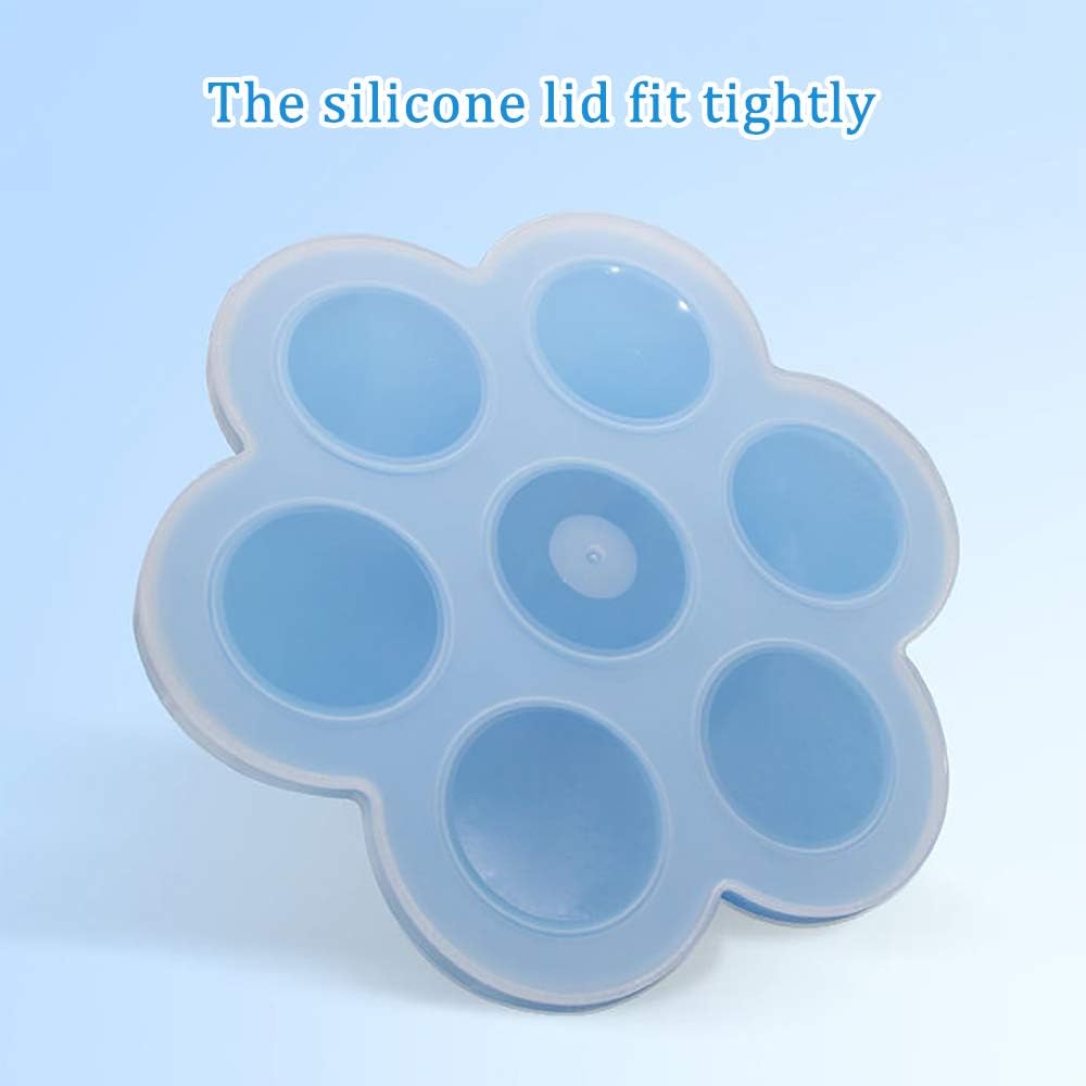 Baby Food Freezer Trays with Lid, Silicone Ice Cube Popsicle Molds with 7 Ice Pop Sticks, Egg Bites Molds Set of 2 for Instant Pot Accessories 3,5,6 qt Pressure Cooker