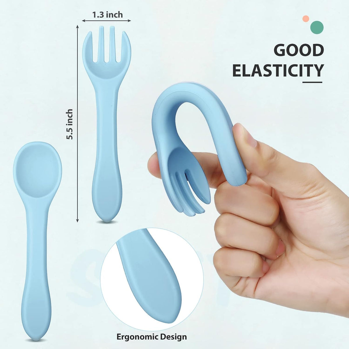 3 Pack Silicone Bibs for Baby Spoon Fork, Vivid Style, Vivid Style
