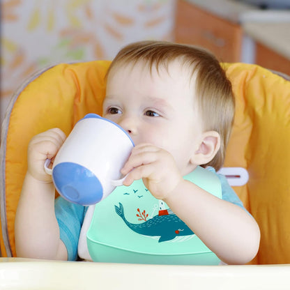 3 Pack Silicone Bibs for Baby Spoon Fork, Vivid Style, Vivid Style