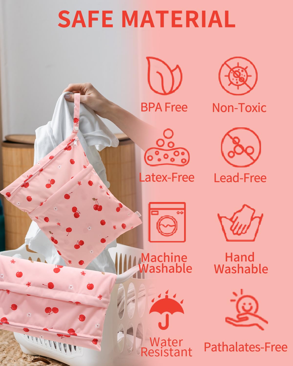 Wet Dry Bags for Baby Cloth Diapers, Washable Travel Bags, Beach, Pool, Gym Bag for Swimsuits & Wet Clothes with Two Zippered Pockets 3 Pack 3LN08 - Colors A