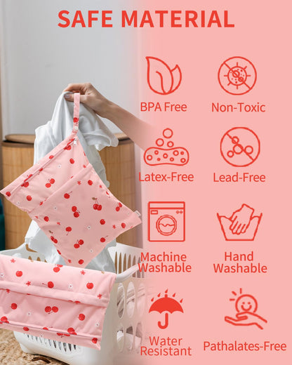Wet Dry Bags for Baby Cloth Diapers, Washable Travel Bags, Beach, Pool, Gym Bag for Swimsuits & Wet Clothes with Two Zippered Pockets 3 Pack 3LN08 - Colors A