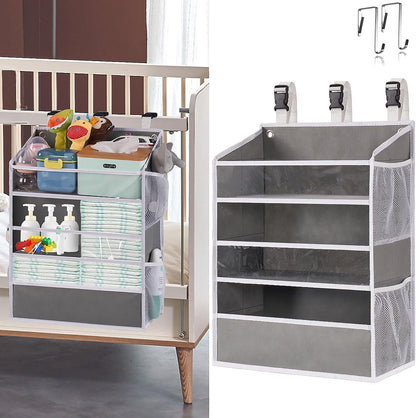 XL Hanging Diaper Caddy Organizer for Changing Table, Crib, Playard, Wall & Door, Reinforced Diaper Stacker and Nursery Organizer-Hold 90+Diaper for Newborn Baby Essentials