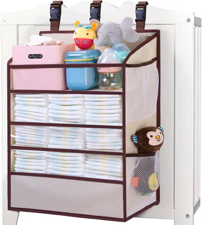 XL Hanging Diaper Caddy Organizer for Changing Table, Crib, Playard, Wall & Door, Reinforced Diaper Stacker and Nursery Organizer-Hold 90+Diaper for Newborn Baby Essentials
