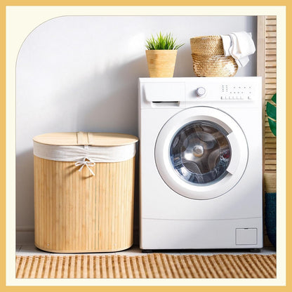 Corner Bamboo Laundry Hamper with Lid, Walnut, 14 x 14 x 25 Inch