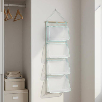 Wall Hanging Organizer Storage Bag with Wall Or Door Mount Mesh Ventilated Cotton Linen with Hanging String Suitable for Closet Bedroom Dorm Room Nursery Office, Pink