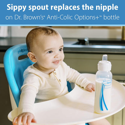 Milestones Options+ Sippy Spouts, Narrow, Soft 100% Silicone Baby Bottle Sippy Spout, 6m+, 2 Count