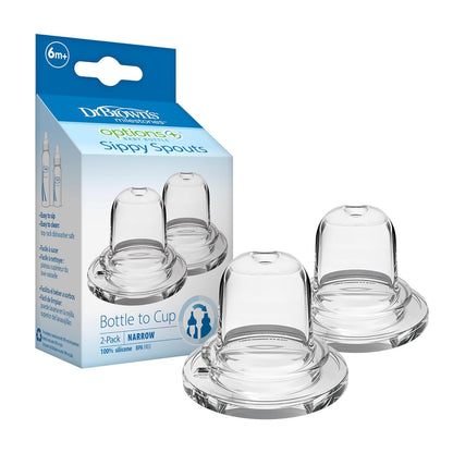Milestones Options+ Sippy Spouts, Narrow, Soft 100% Silicone Baby Bottle Sippy Spout, 6m+, 2 Count