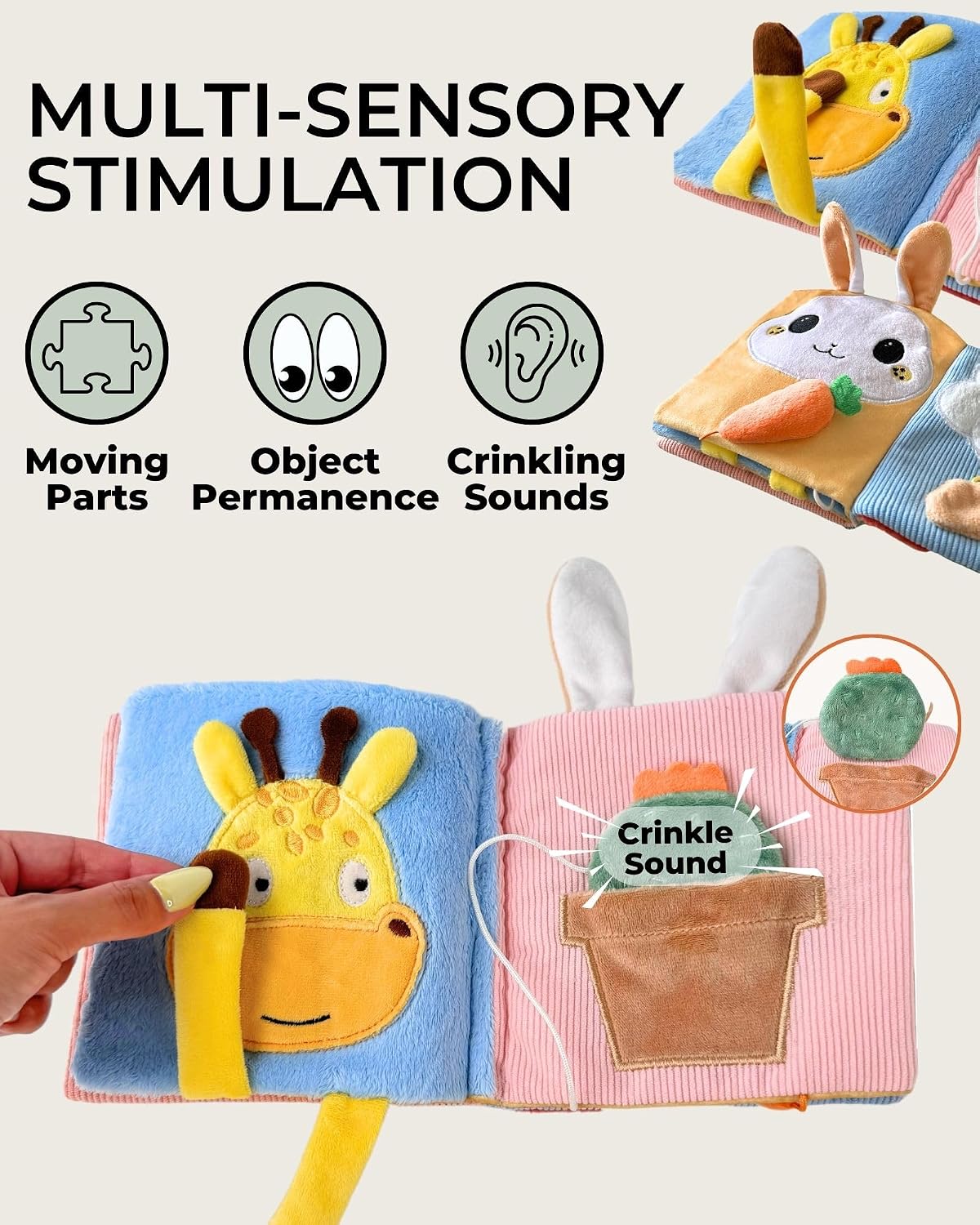 Bath Kneeler and Elbow Rest Pad (Blue) and Baby Soft Book Bundle