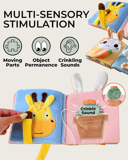 Bath Kneeler and Elbow Rest Pad (Blue) and Baby Soft Book Bundle