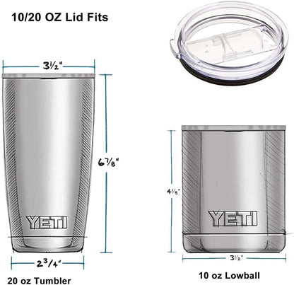 Tumbler Lid for 20 Oz Yeti Rambler and 10 Oz Lowball Tumblers Cups, Splash Proof and Straw Friendly (Lid Only)- 20 Ounce