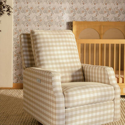 Crewe Nursery Glider Recliner w/ 270° Swivel, Tan Gingham