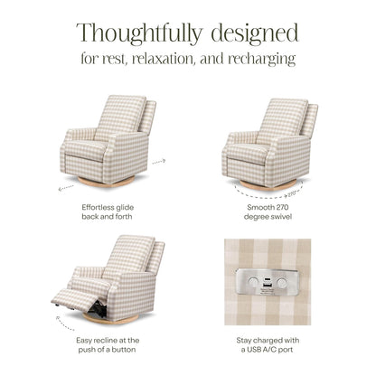 Crewe Nursery Glider Recliner w/ 270° Swivel, Tan Gingham