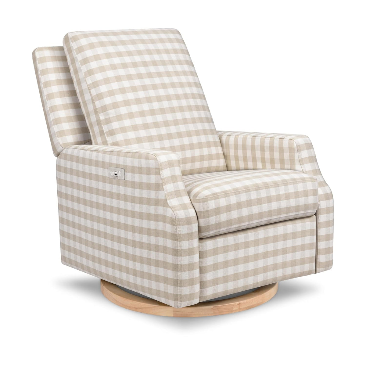 Crewe Nursery Glider Recliner w/ 270° Swivel, Tan Gingham