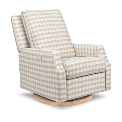 Crewe Nursery Glider Recliner w/ 270° Swivel, Tan Gingham