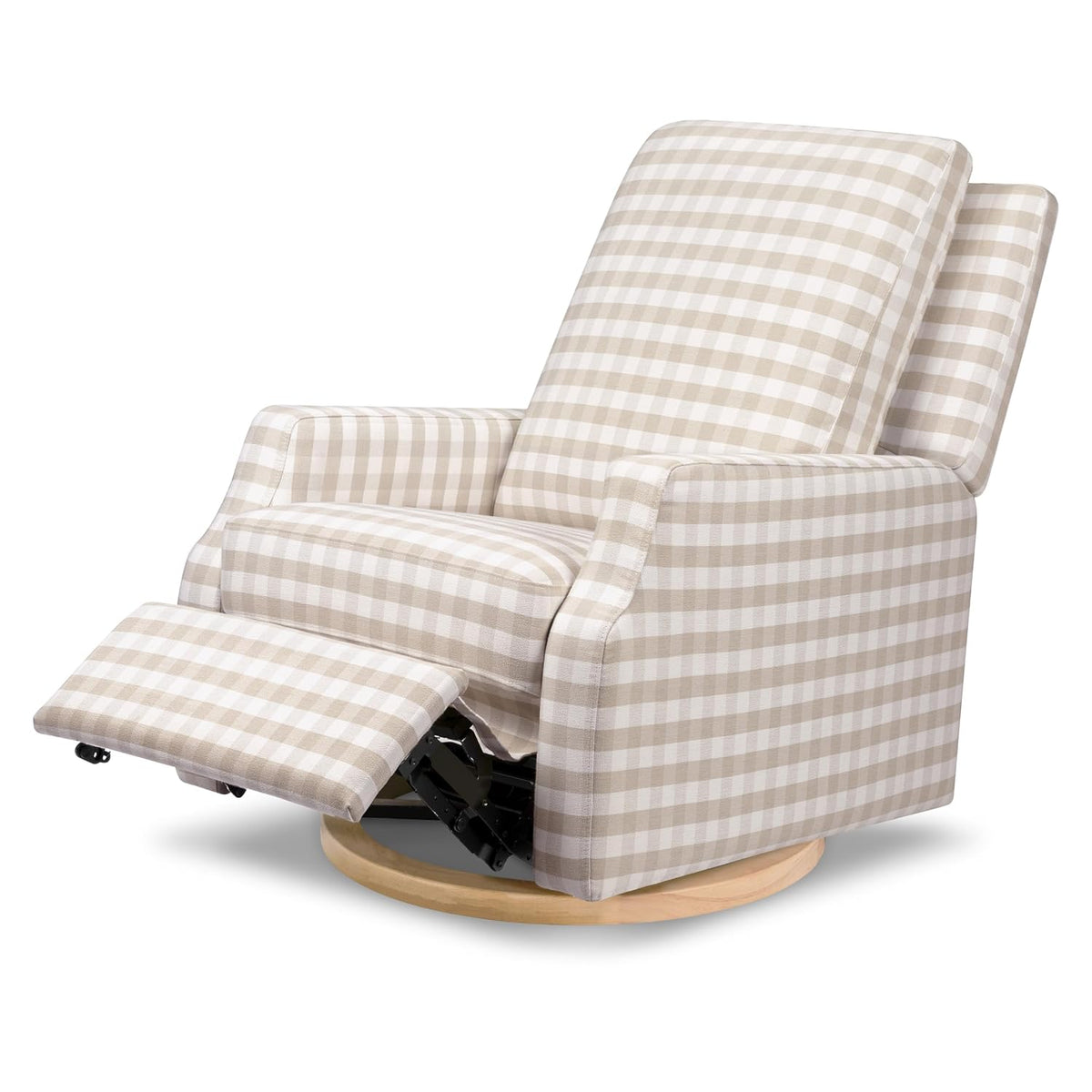 Crewe Nursery Glider Recliner w/ 270° Swivel, Tan Gingham