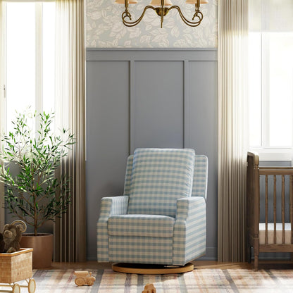 Crewe Nursery Glider Recliner w/ 270° Swivel, Tan Gingham