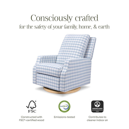 Crewe Nursery Glider Recliner w/ 270° Swivel, Tan Gingham
