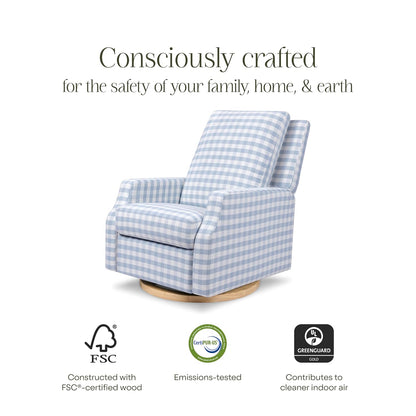 Crewe Nursery Glider Recliner w/ 270° Swivel, Tan Gingham
