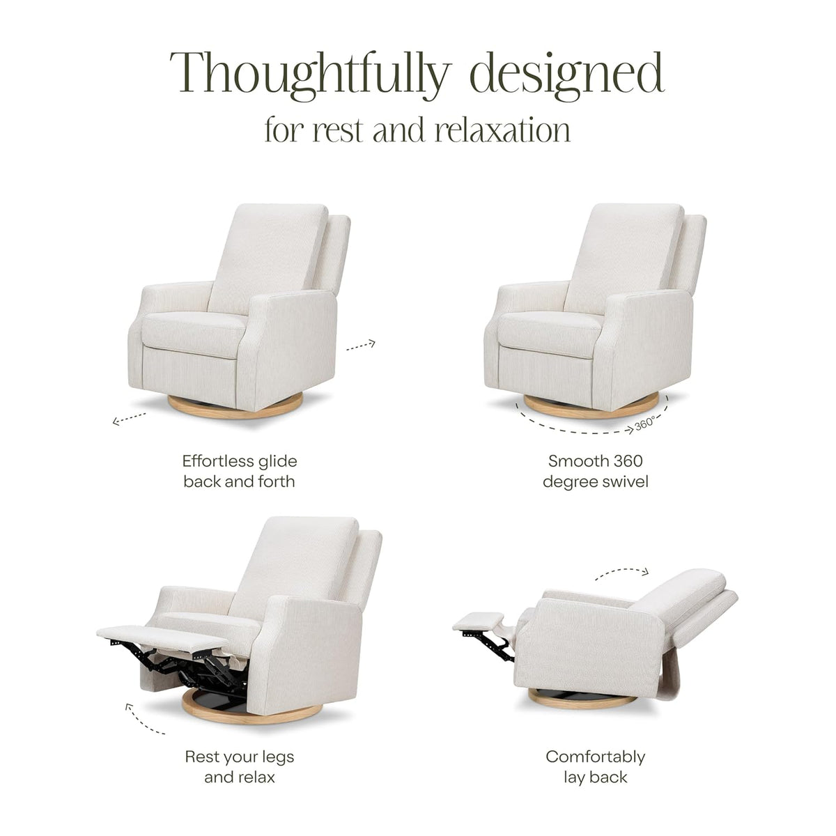 Crewe Nursery Glider Recliner w/ 270° Swivel, Tan Gingham