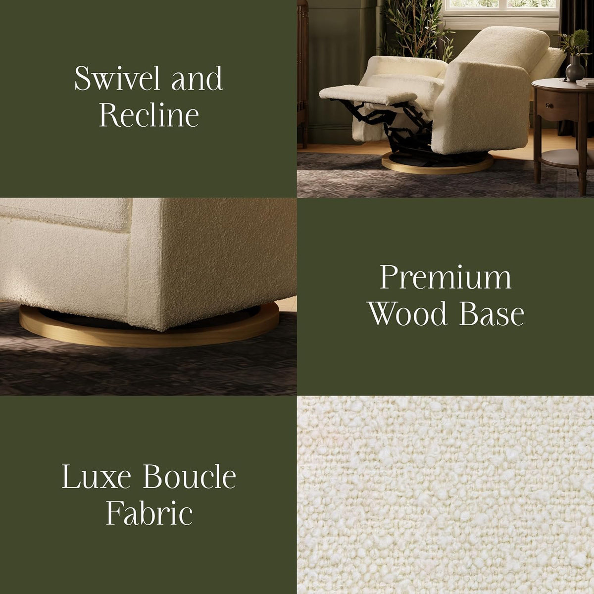 Crewe Nursery Glider Recliner w/ 270° Swivel, Tan Gingham