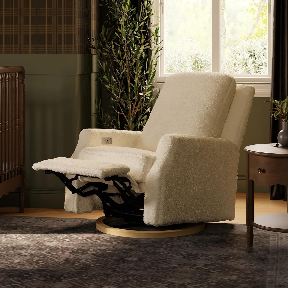 Crewe Nursery Glider Recliner w/ 270° Swivel, Tan Gingham