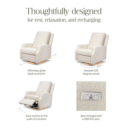Crewe Nursery Glider Recliner w/ 270° Swivel, Tan Gingham