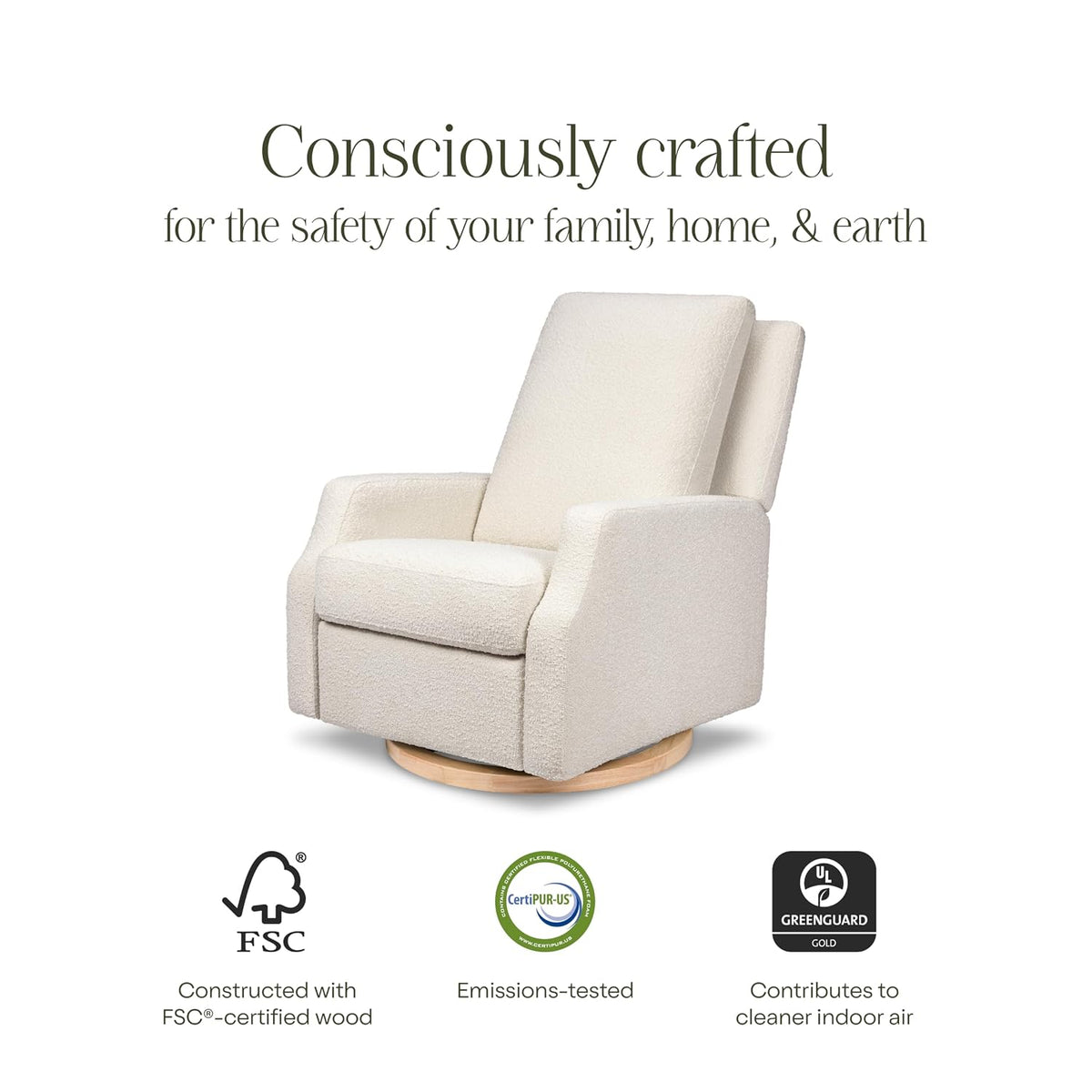 Crewe Nursery Glider Recliner w/ 270° Swivel, Tan Gingham