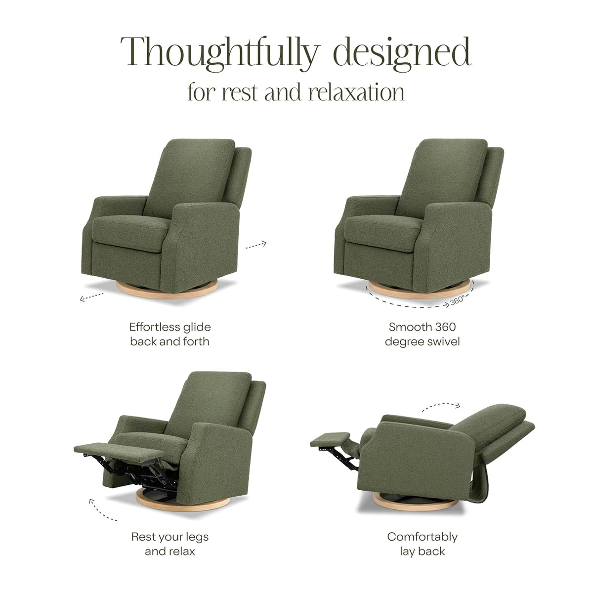 Crewe Nursery Glider Recliner w/ 270° Swivel, Tan Gingham